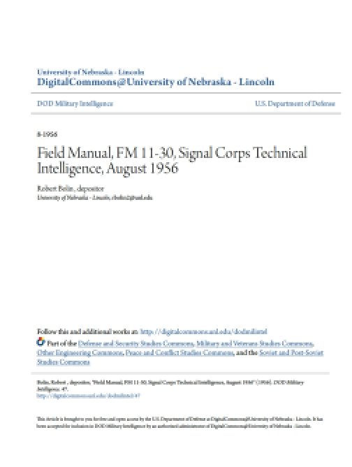 Field Manual, FM 11-30, Signal Corps Technical…